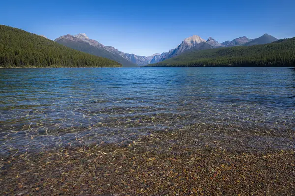 Vacker Blå Himmel Bowman Lake Montana Inne Glacier National Park — Stockfoto