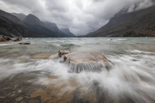 Stormigt Väder Glaciär Nationalpark Sett Från Basen Mary Med Hackigt — Stockfoto