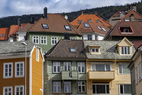 Norveç Teki Bergen Merkezinde Tipik Mimari — Stok fotoğraf