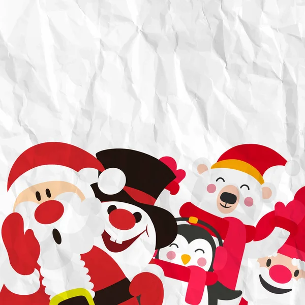 Christmas Cartoon Characters Funny Banner Set Happy Christmas Characters Cute — стоковий вектор