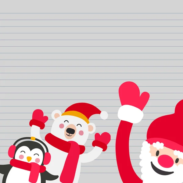 크리스마스 크리스마스 뉴이어 귀여운 산타클로스와 산타클로스와 캐릭터를 공간으로 일러스트 — 스톡 벡터