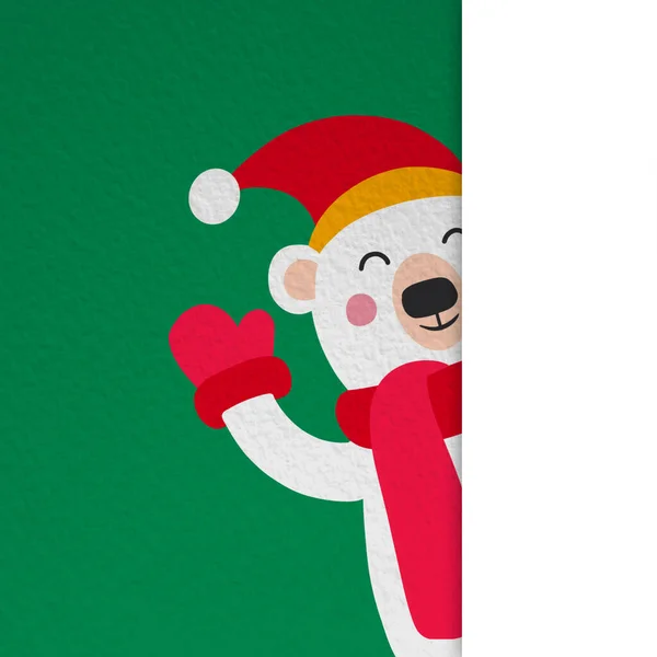 Carte Noël Joyeux Noël Bonne Année Salutation Avec Ours Mignon — Image vectorielle