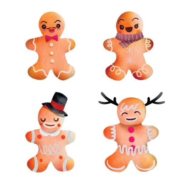 Gingerman Forma Biscoito Gengibre Natal Caseiro Ilustração Vetorial Estilo Esboço — Vetor de Stock