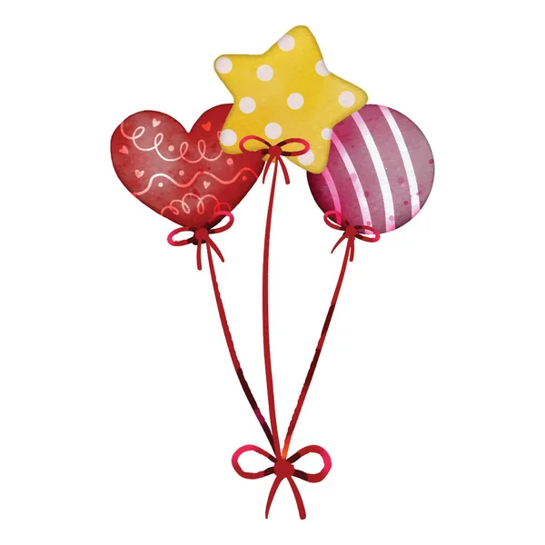 Een Collectie Van Geïsoleerde Levendige Ballonnen Verschillende Kleuren Voor Sjabloon — Stockvector