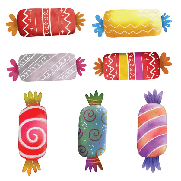 Set Clip Art Elements Cutouts Candies Including Caramel Cream Candy — Stock Vector