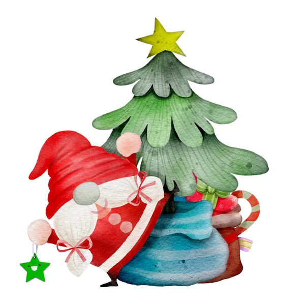 Різдвяні Сцени Веселого Різдва Щасливі Новорічні Ілюстрації Зимових Свят Вотерколір — стоковий вектор