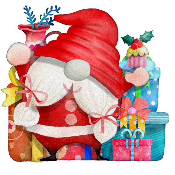 Рождественские Сцены Веселое Рождество Счастливые Новогодние Иллюстрации Зимним Праздникам Акварель — стоковый вектор