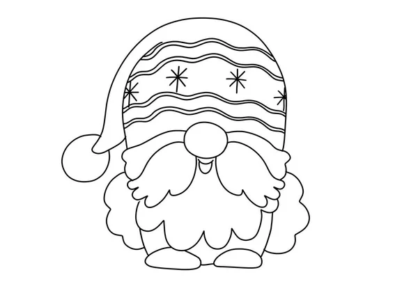 Colección Gnomos Navidad Para Colorear Artículos Aislados Navidad Escandinava Colorear — Vector de stock