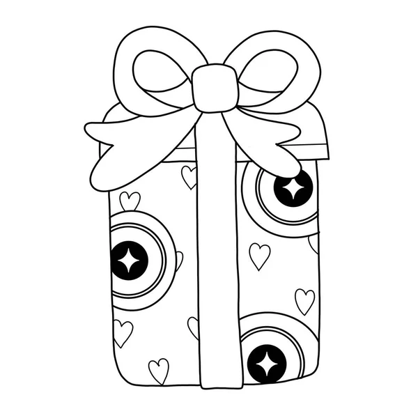 Merry Christmas Hand Drawn Gift Boxes Isolated Coloring Page Kids — Stock Vector