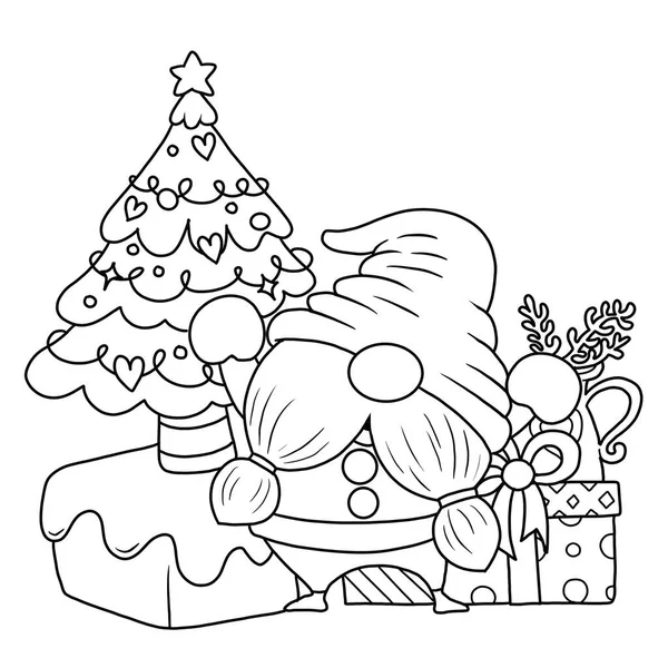 圣诞快乐 圣诞圣诞老人为孩子们设计了一个独特的彩色页面 — 图库矢量图片