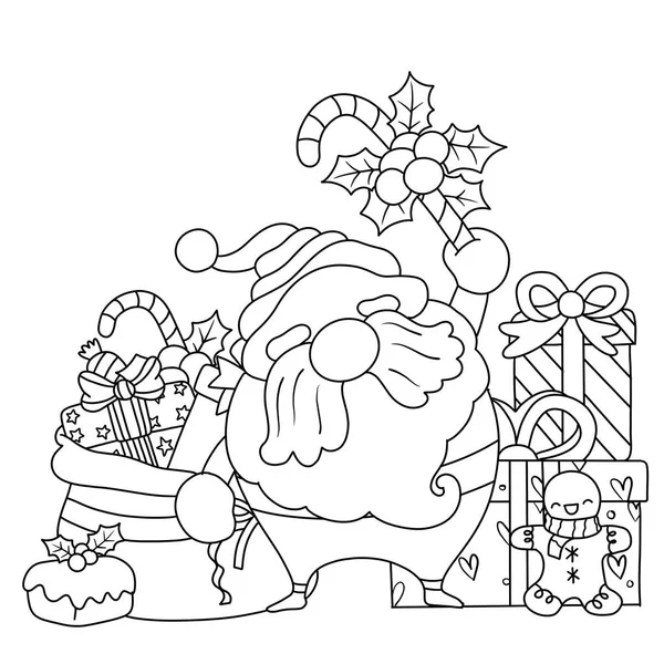 メリークリスマス クリスマスサンタクロース子供のための隔離された着色ページ — ストックベクタ