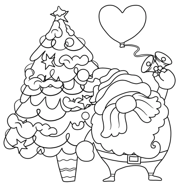 Merry Christmas Kerst Kerstman Geïsoleerde Kleurplaten Voor Kinderen Printen Online — Stockvector