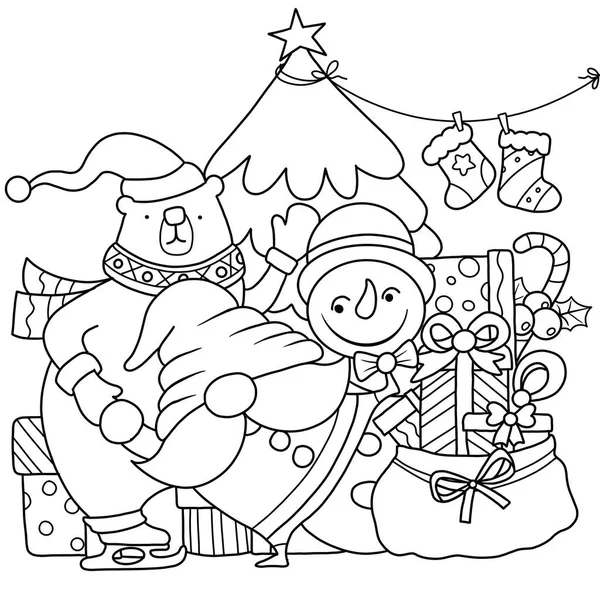 Mutlu Noeller Noel Baba Çocuklar Için Izole Edilmiş Boyama Sayfası — Stok Vektör