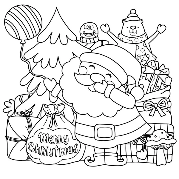 Feliz Navidad Navidad Santa Claus Aislado Para Colorear Página Para — Vector de stock