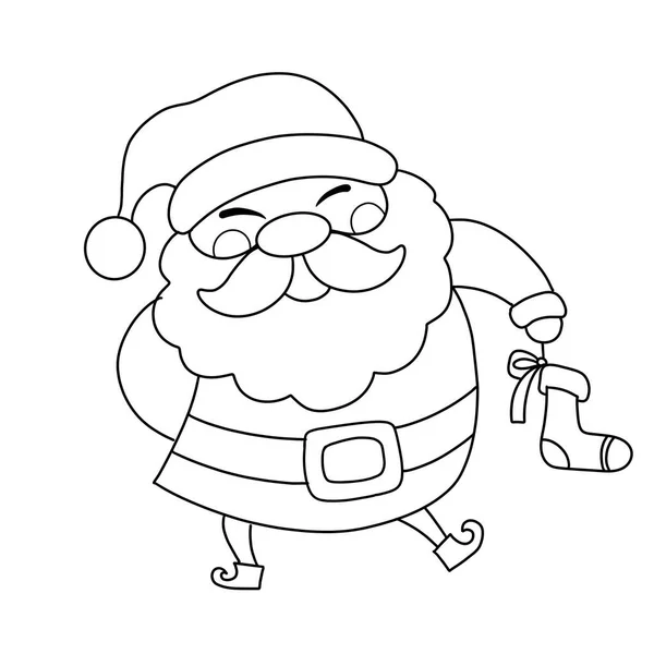 Frohe Weihnachten Weihnachtsmann Isolierte Malseite Für Kinder — Stockvektor