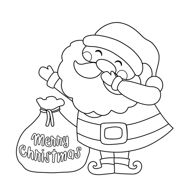 Feliz Navidad Navidad Santa Claus Aislado Para Colorear Página Para — Vector de stock