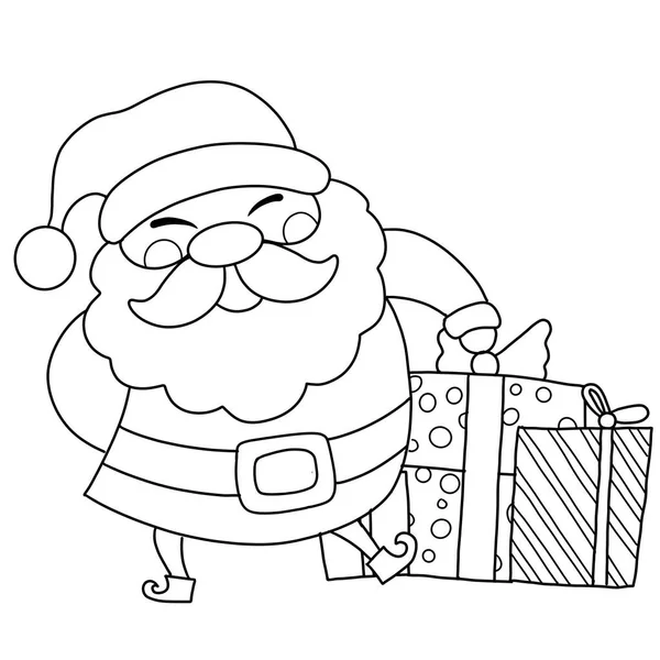 メリークリスマス クリスマスサンタクロース子供のための隔離された着色ページ — ストックベクタ