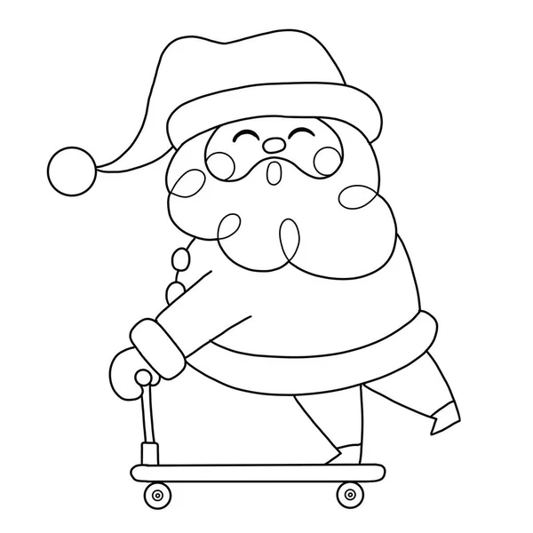 Feliz Natal Natal Papai Noel Isolado Colorir Página Para Crianças — Vetor de Stock