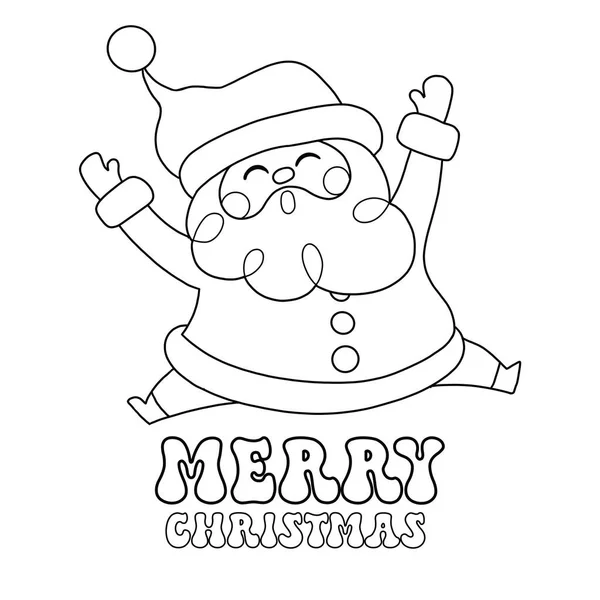 Merry Christmas Kerst Kerstman Geïsoleerde Kleurplaten Voor Kinderen Printen Online — Stockvector