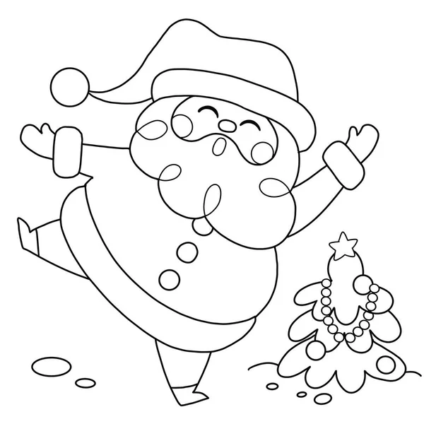 Feliz Natal Natal Papai Noel Isolado Colorir Página Para Crianças — Vetor de Stock