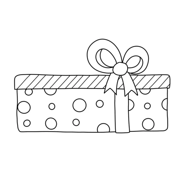 Veselé Vánoce Ručně Kreslené Dárkové Krabice Izolované Zbarvení Stránky Pro — Stockový vektor