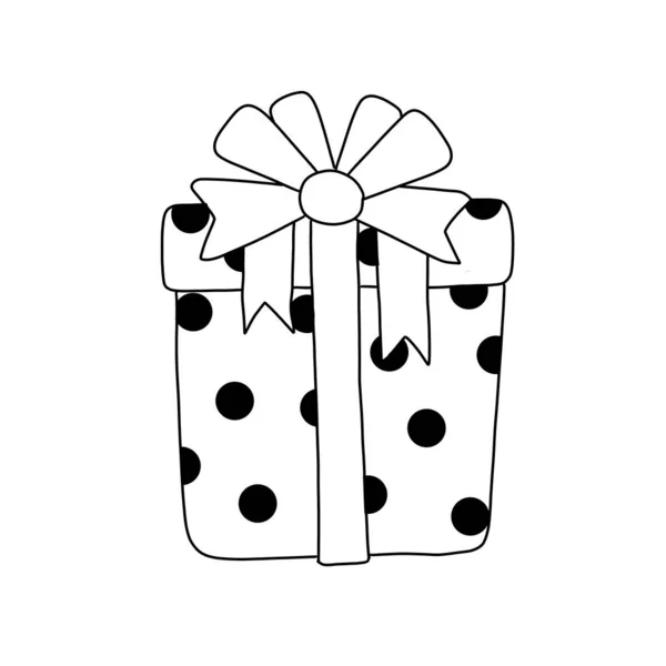 Veselé Vánoce Ručně Kreslené Dárkové Krabice Izolované Zbarvení Stránky Pro — Stockový vektor