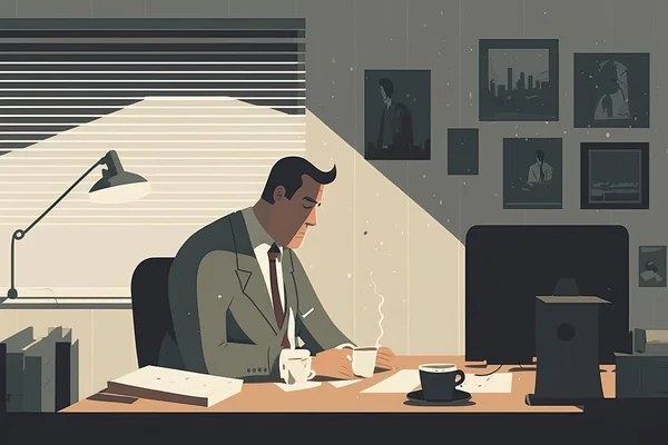 Illustration Businessman Working Flat Design — ストックベクタ