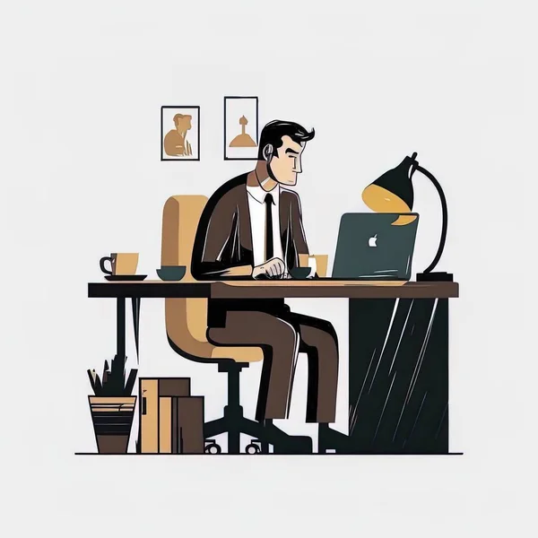 Illustration Businessman Working Flat Design — ストックベクタ