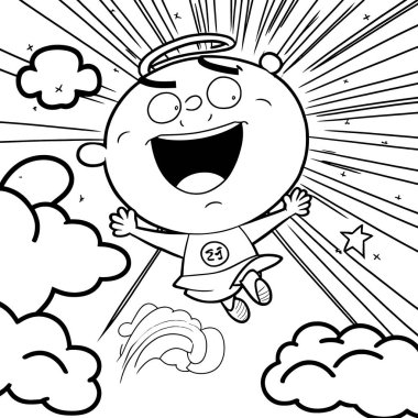 Black and white coloring pages for kids, simple lines, cartoon style, happy, cute, funny, many things in the world