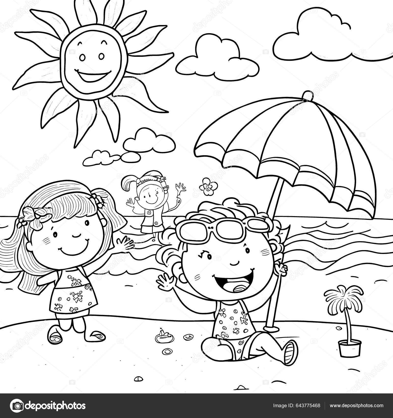 Black White Coloring Pages Kids Simple Lines Cartoon Style Happy Stock black-white-coloring-pages-kids-simple-lines-cartoon-style-happy-stock