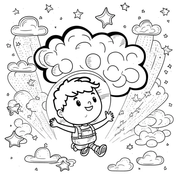 Black White Coloring Pages Kids Simple Lines Cartoon Style Happy — Stock Photo, Image