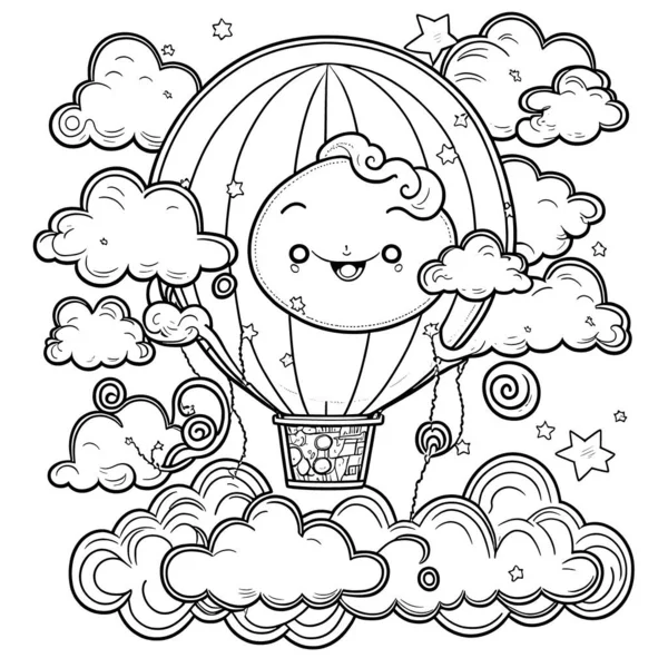 Black and white coloring pages for kids, simple lines, cartoon style, happy, cute, funny, many things in the world
