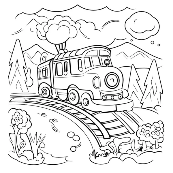 子供のための車両 黒と白の着色ページ シンプルなライン 漫画スタイル かわいい 面白い 世界の多くのもの — ストックベクタ