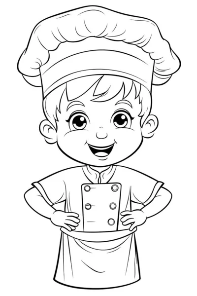 Children Coloring Book Chef Wearing Tall White Chef Hat Which — Stock Photo, Image