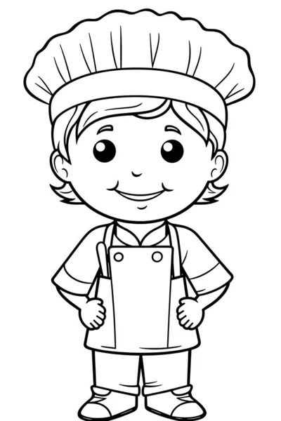 어린이 요리사는 요리사의 모자를 있습니다 행복하고 요리사의 즐거운 있습니다 요리사는 — 스톡 사진