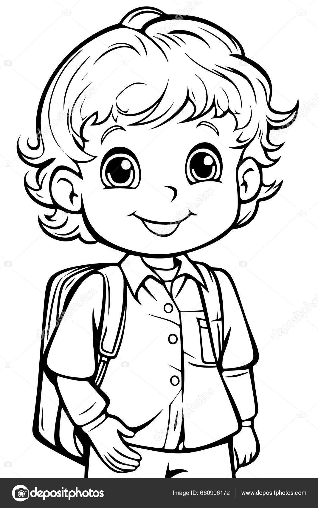 Teacher black white coloring pages kids simple lines cartoon style