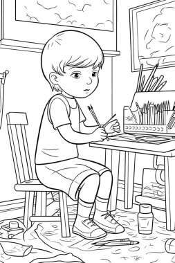 Sanatçı, çocuklar için siyah-beyaz renkli sayfalar, basit çizgiler, çizgi film tarzı, mutlu, sevimli, komik, çocuk boyama kitabındaki çizimler bir dizi farklı meslekte resmediliyor. Mutlu gülümseme