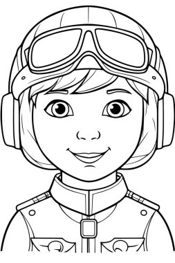 Çocuklar için siyah-beyaz renkli sayfalar, basit çizgiler, çizgi film tarzı, mutlu, sevimli, komik çocuk boyama kitabındaki çizimler bir dizi farklı meslekte resmedildi. Mutlu gülümseme