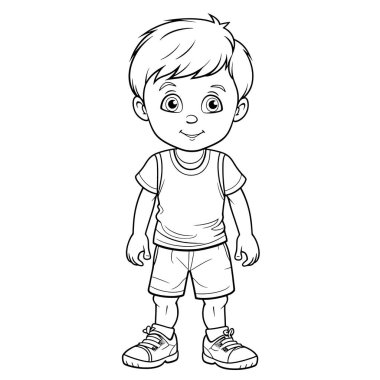 Çocuklar için siyah-beyaz renkli sayfalar, basit çizgiler, çizgi film tarzı, mutlu, sevimli, komik çocuk boyama kitabındaki çizimler bir dizi farklı meslekte resmedildi. Mutlu gülümseme