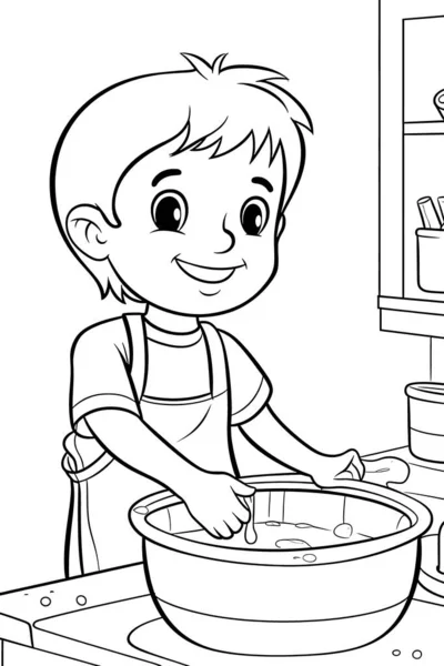 Dibujo Libro Para Colorear Para Niños Retrato Trabajador Feliz Sonriente — Foto de Stock