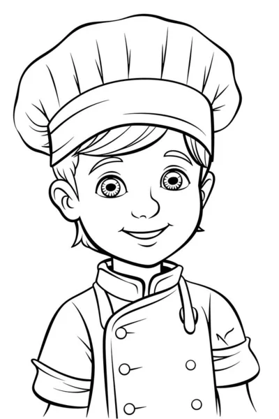 Libro Para Colorear Para Niños Chef Está Usando Sombrero Chef — Foto de Stock