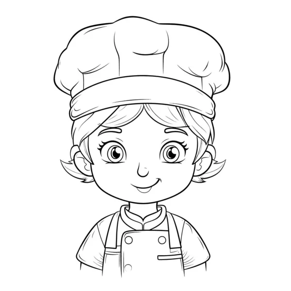 Libro Para Colorear Para Niños Chef Está Usando Sombrero Chef —  Fotos de Stock