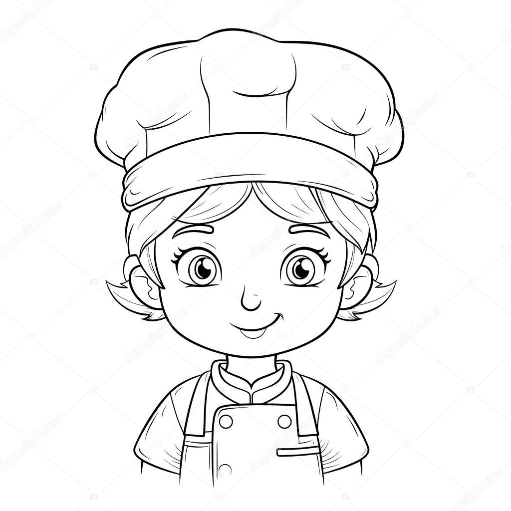 Çocuk Boyama Kitabı Şef Uzun Beyaz Bir Aşçı Şapkası Takıyor | Stok  fotoğrafçılık ©9george | Telifsiz resim #660906732