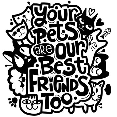 Şirin köpek koleksiyonu. Beyaz arka planda karalama yapan evcil hayvanlar. El çizimi, siyah beyaz köpekler, El çizimi Doodle.