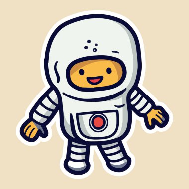 Arka planda izole edilmiş şirin bir astronot çizgi film seti, karikatür uzay adamı, sevimli yama etiketi izole edildi.
