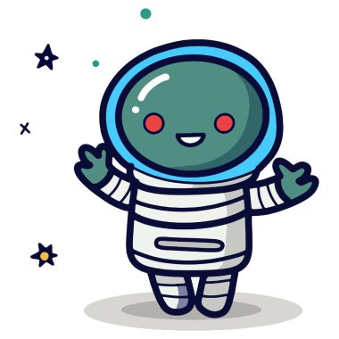 Arka planda izole edilmiş şirin bir astronot çizgi film seti, Astronot Karakter Kümesi. Çizgi film uzay adamı. Kozmonot
