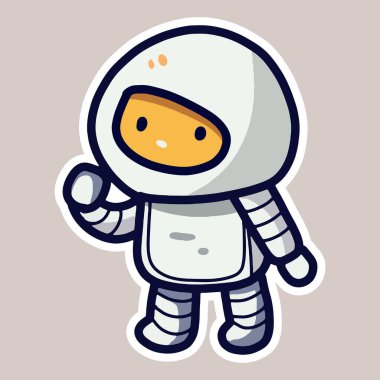 Arka planda izole edilmiş şirin bir astronot çizgi film seti, karikatür uzay adamı, sevimli yama etiketi izole edildi.
