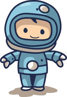 Arka planda izole edilmiş şirin bir astronot çizgi film seti, Astronot Karakter Kümesi. Çizgi film uzay adamı. Kozmonot