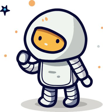 Arka planda izole edilmiş şirin bir astronot çizgi film seti, Astronot Karakter Kümesi. Çizgi film uzay adamı. Kozmonot