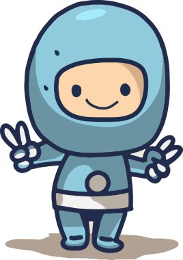 Arka planda izole edilmiş şirin bir astronot çizgi film seti, Astronot Karakter Kümesi. Çizgi film uzay adamı. Kozmonot